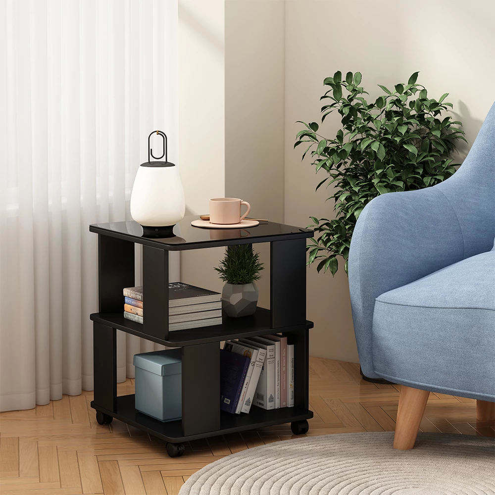 Sofabord i farven Sort på hvid baggrund med dekorative elementer