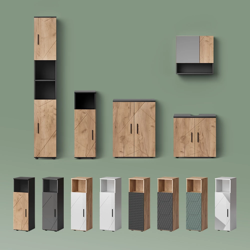 Midischrank Ronco Weiß Hochglanz mit Einsätzen 30 x 95 cm livinity®