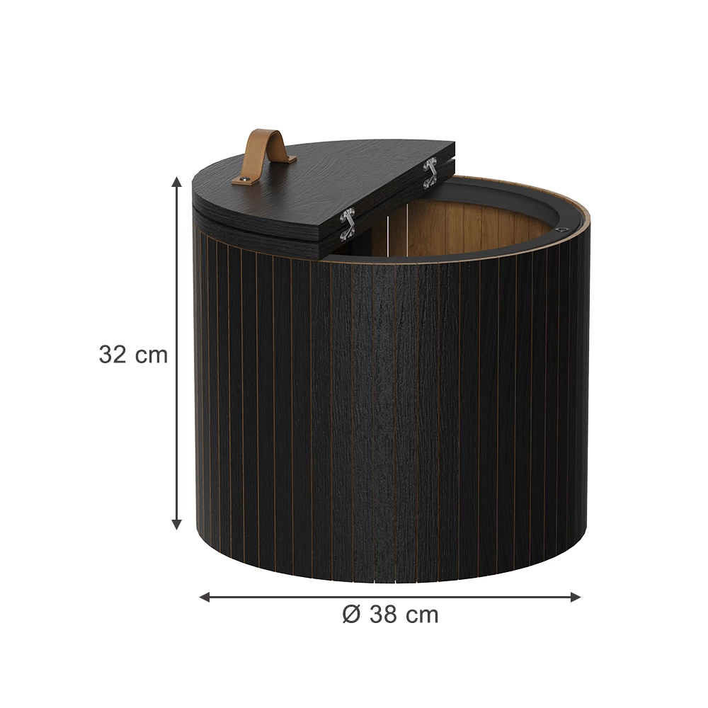 Coffee table in Oak/black on white background