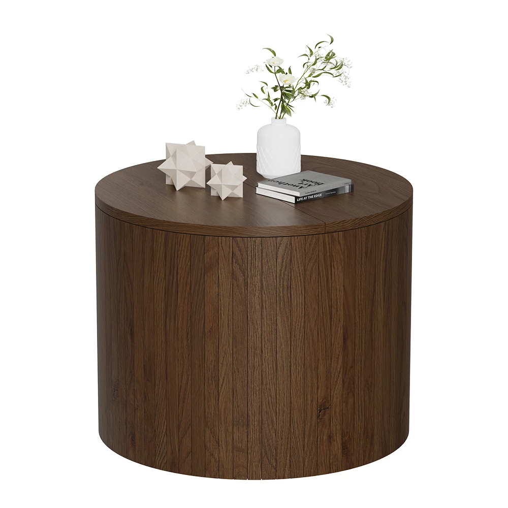 Masă de cafea in nuc on white background with decorative elements