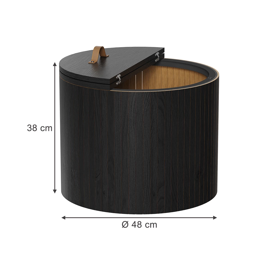 Coffee table in Oak/black on white background