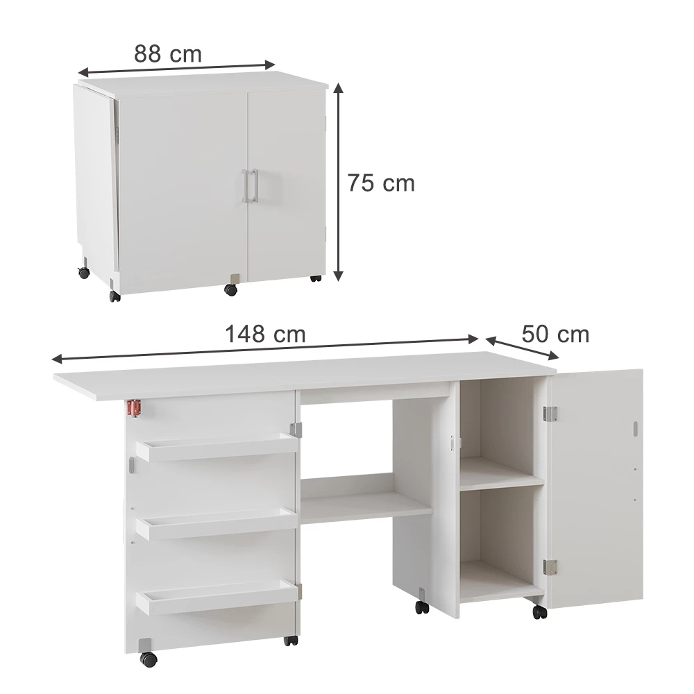 Sewing table in White on white background