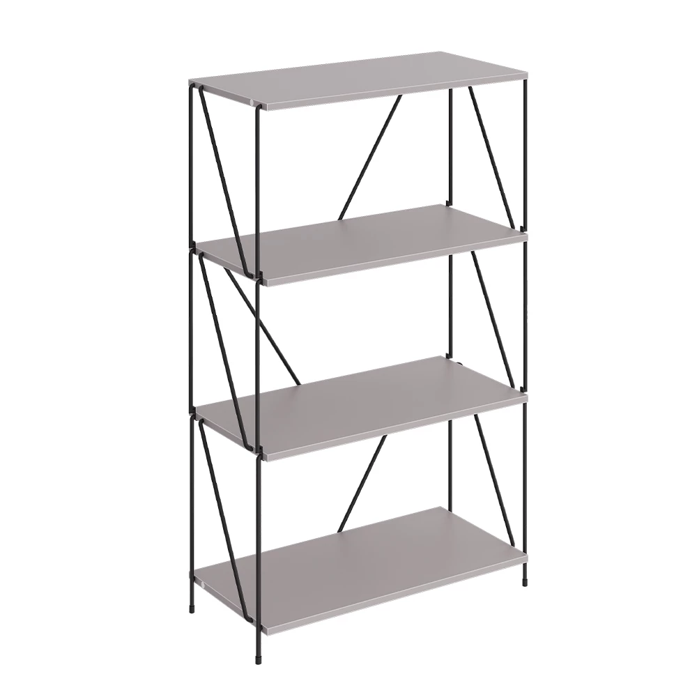 Bücherregal in Greige/Schwarz auf weißem Hintergrund