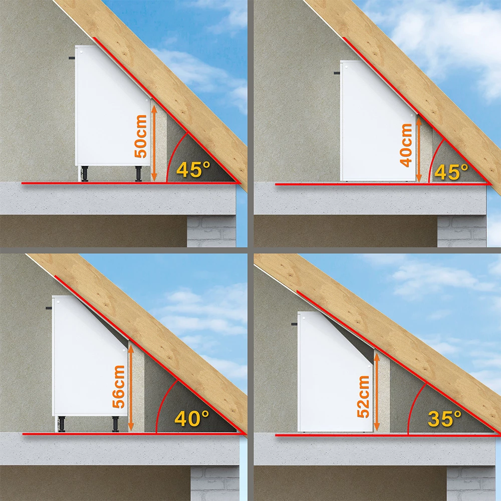 Dachschrägenschrank in Weiß auf weißem Hintergrund