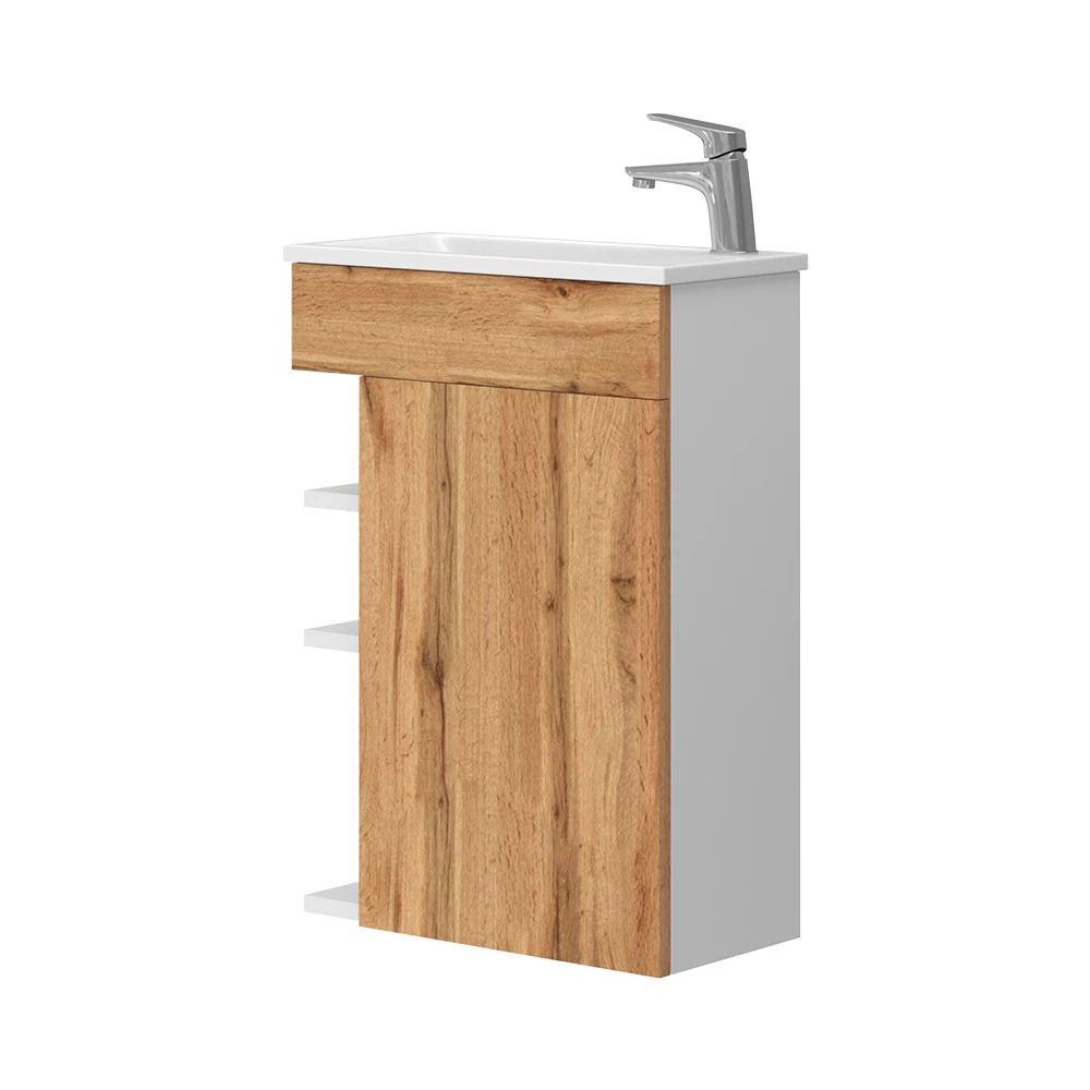 Vicco Set mobilier baie Stejar Goldkraft 2 piese, cu chiuveta, Amadeo