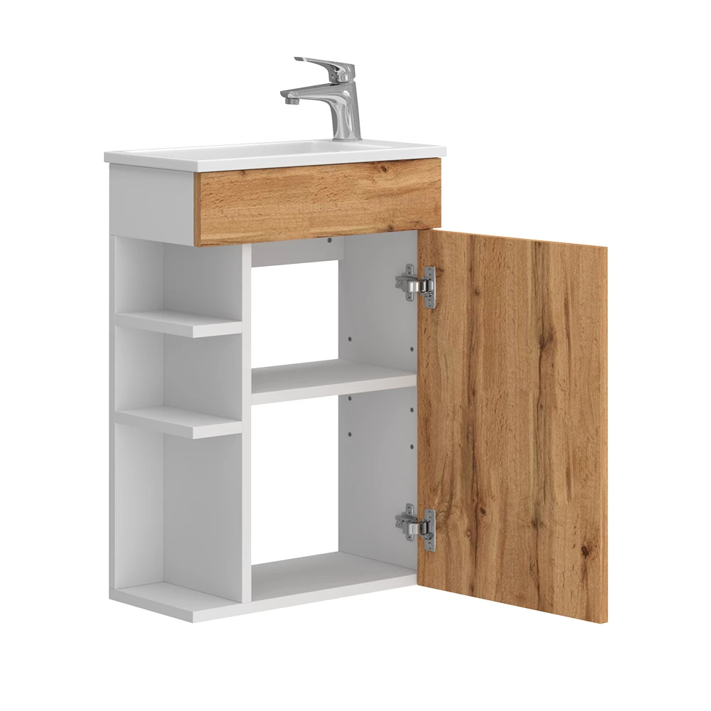 Vicco Set mobilier baie Stejar Goldkraft 2 piese, cu chiuveta, Amadeo
