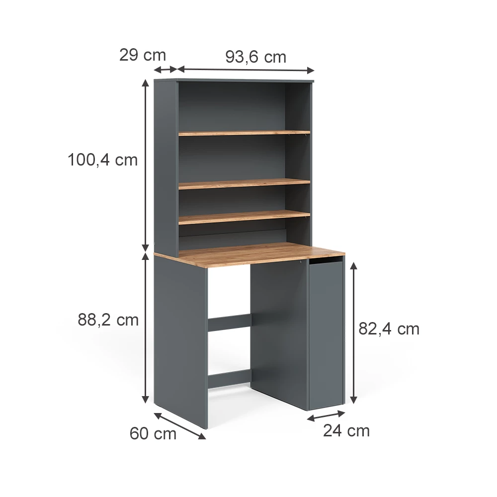 Vicco Armoire machine à laver Anthracite/chêne doré 93.6x88.2cm 2 parties avec armoire et étagère, Victor