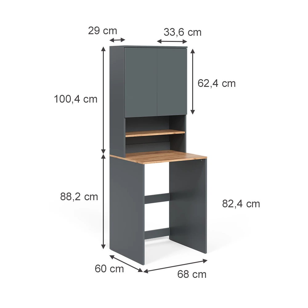 Vicco Mobile lavatrice Antracite/quercia dorata 68 x 88.2 cm 2 parti con ripiano, Viktor