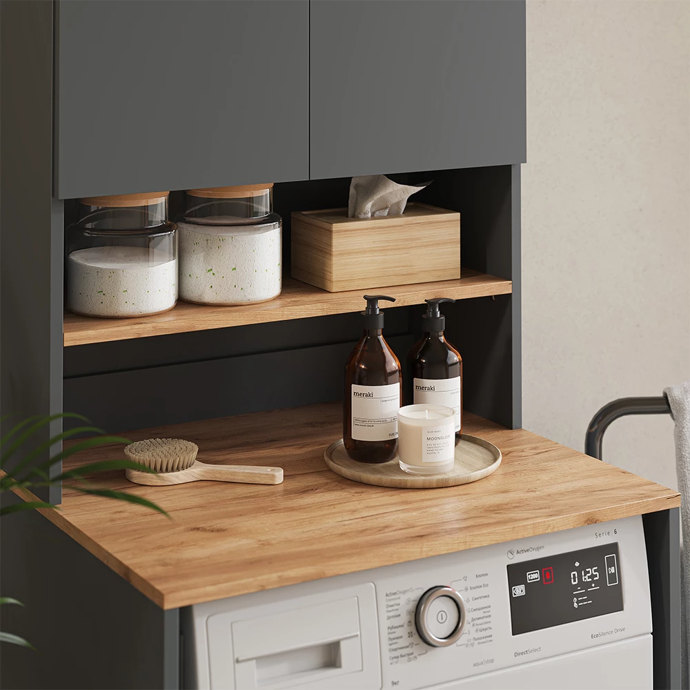 Vicco Mobile lavatrice Antracite/quercia dorata 68 x 88.2 cm 2 parti con ripiano, Viktor