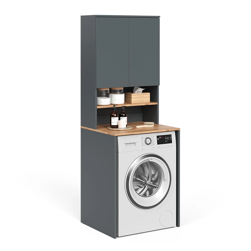 Vicco Mobile lavatrice Antracite/quercia dorata 68 x 88.2 cm 2 parti con ripiano, Viktor