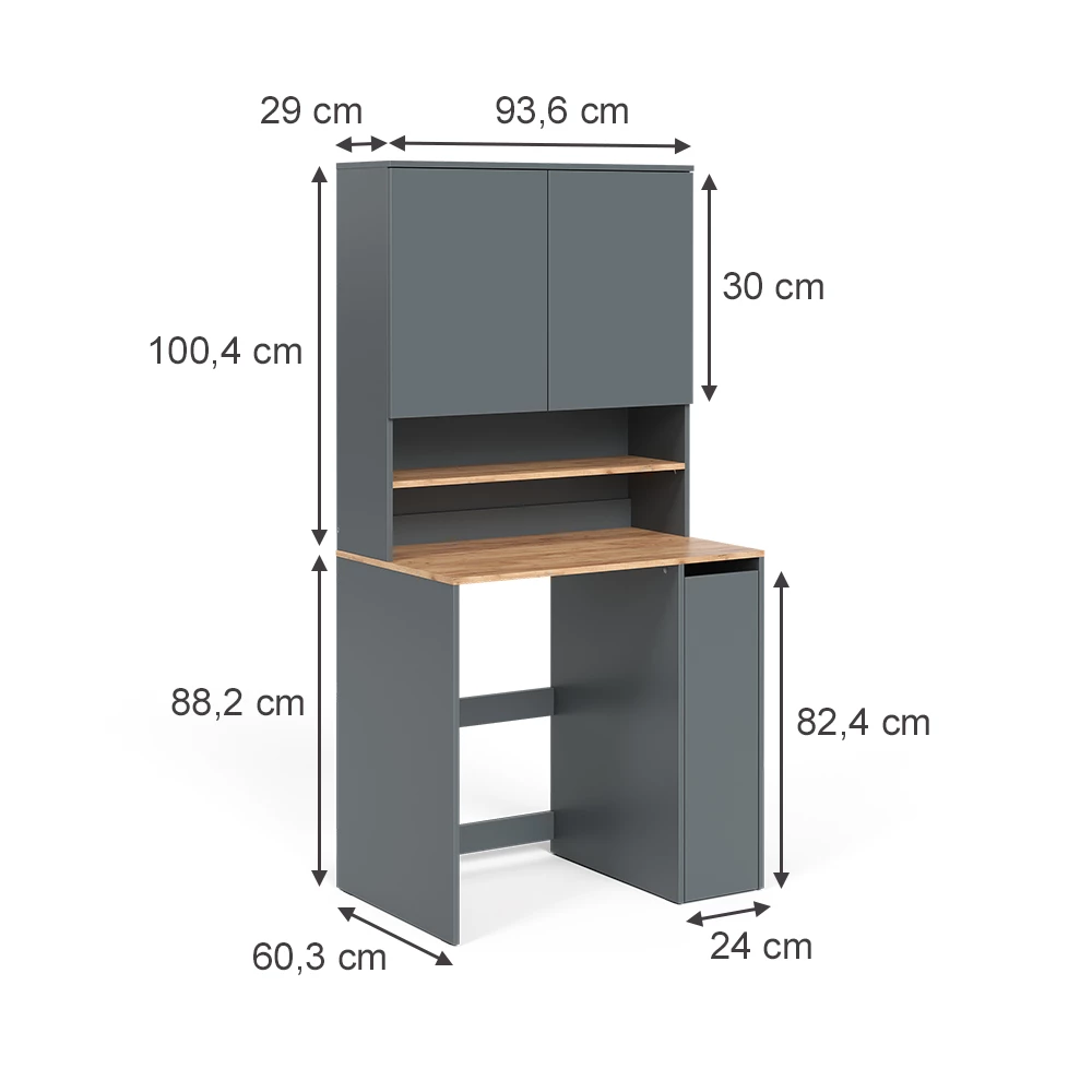 Vicco Armoire machine à laver Anthracite/chêne doré 93.6x88.2cm 2 pièces avec étagère, Victor