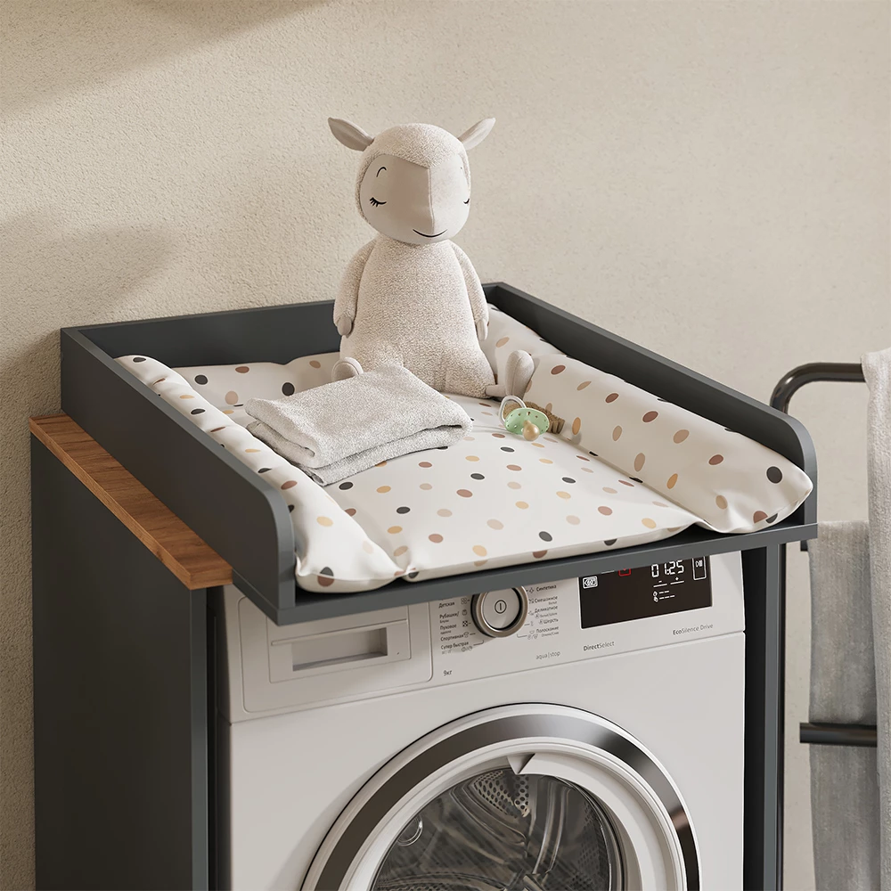 Vicco Wasmachinekast Antraciet/gouden eik 68 x 88.2 cm 2 delen met aankleedkussen, Victor