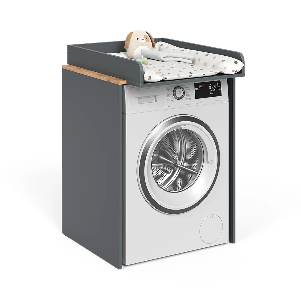 Vicco Wasmachinekast Antraciet/gouden eik 68 x 88.2 cm 2 delen met aankleedkussen, Victor