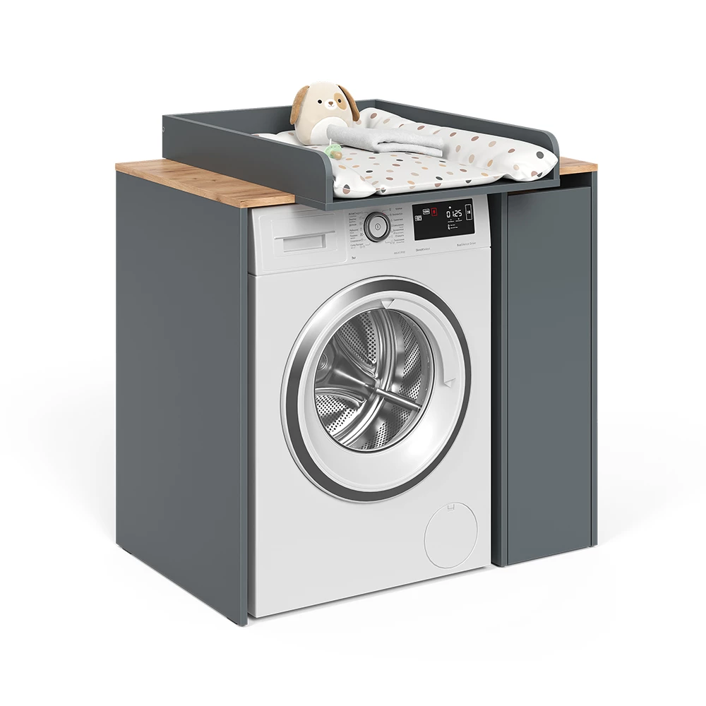 Vicco Waschmaschinenschrank Anthrazit/Goldkraft Eiche 93.6 x 88.2 cm 2 Teile mit Wickelauflage, Victor