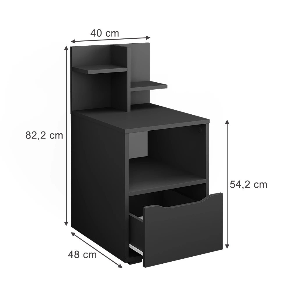 Vicco Măsuță de pat antracit 40x82.2 cm cu sertar, Ruben