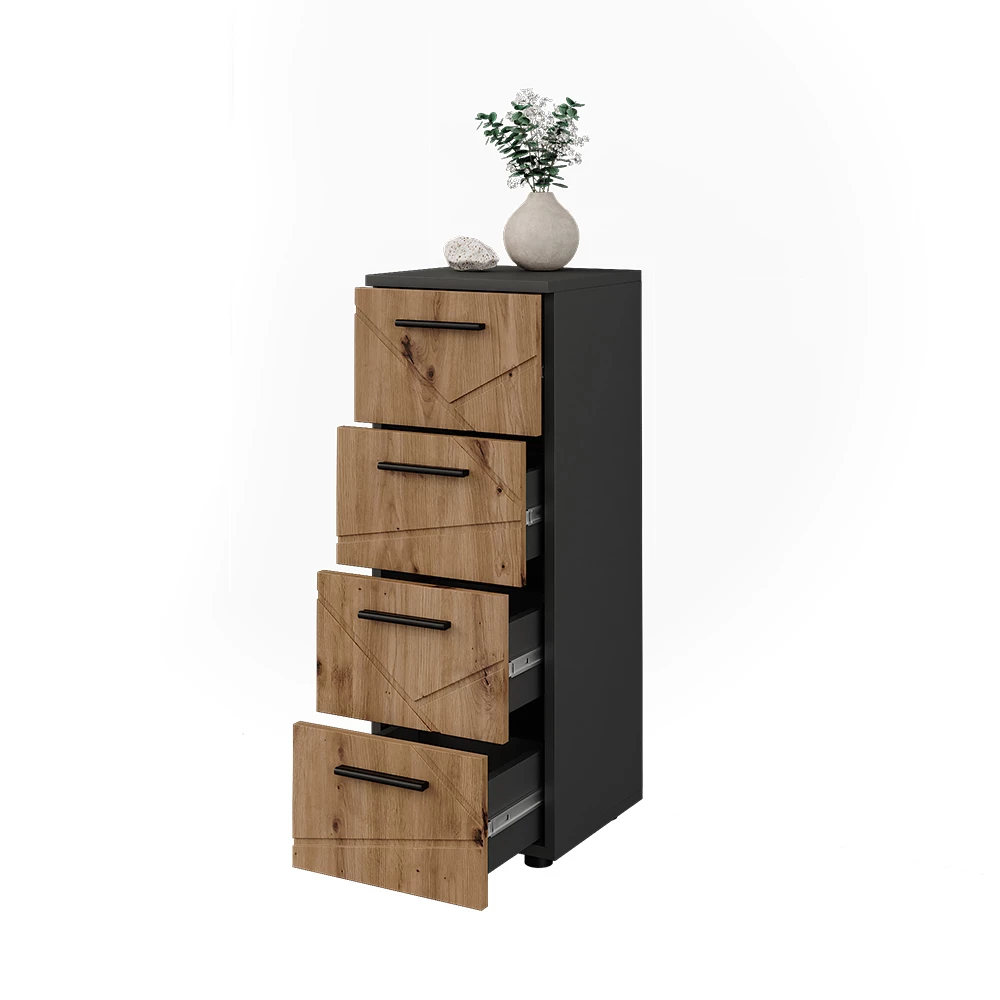 Primo piano di Mobiletto midi in Antracite/Artisan, mostrando design e dettagli della superficie