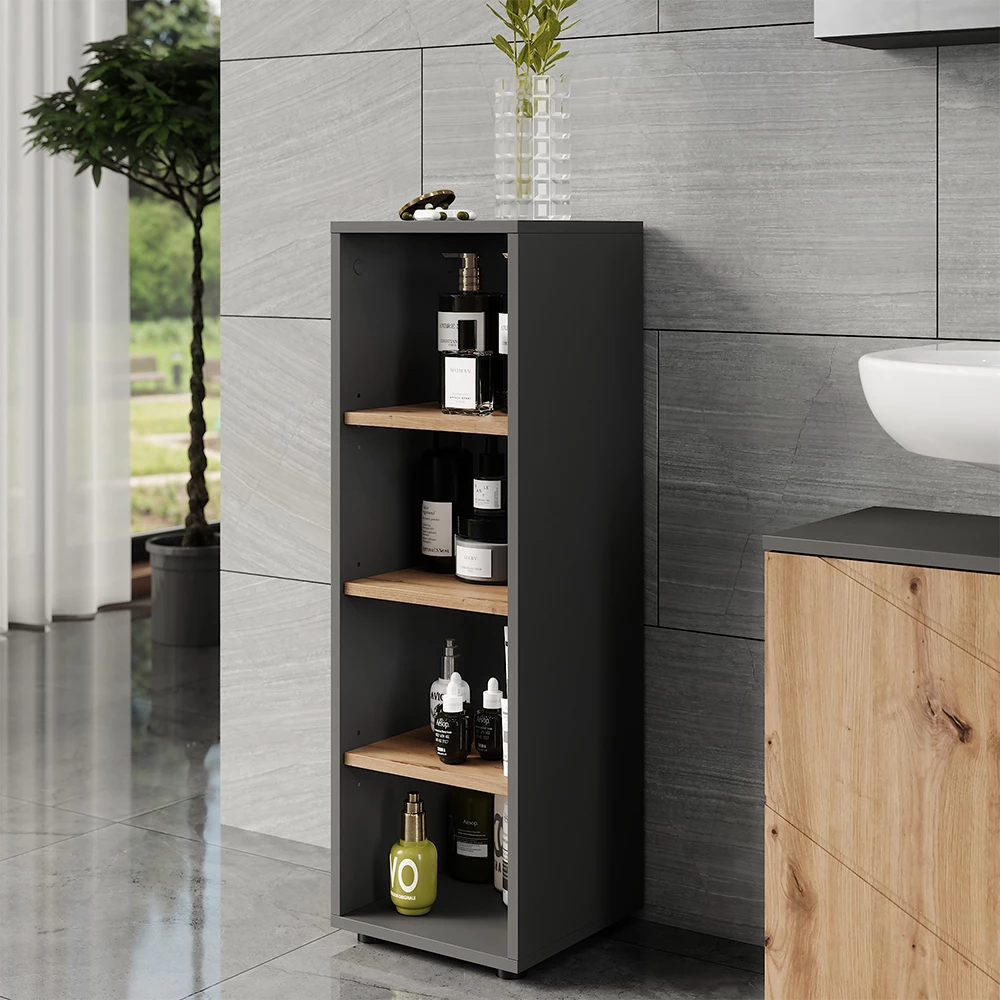 Mobiletto midi in Antracite/Artisan, mostrato in un ambiente ambientale con decorazioni