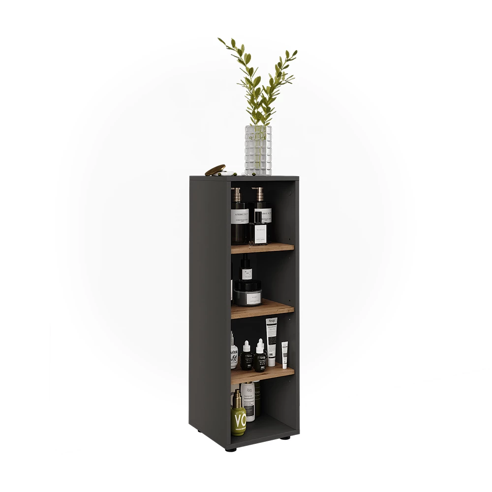 Mobiletto midi in Antracite/Artisan su sfondo bianco con elementi decorativi