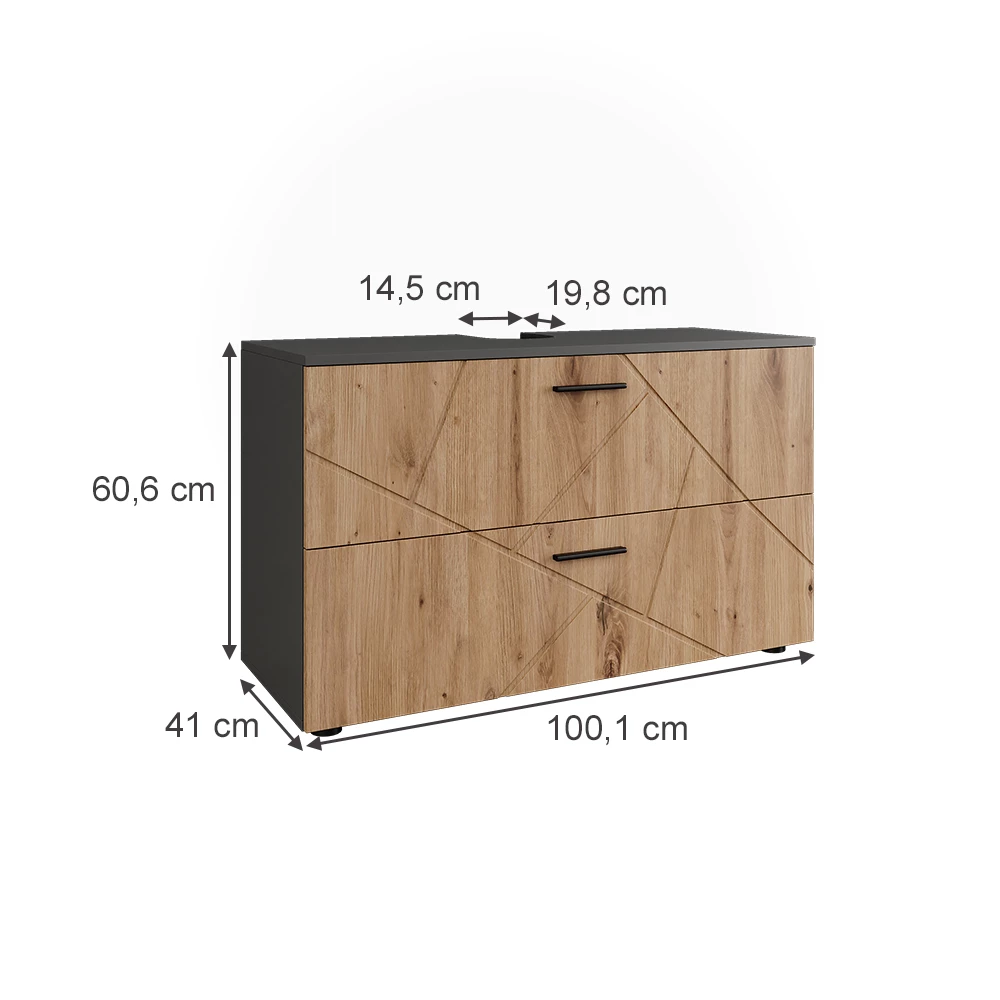 Waschbeckenunterschrank in Anthrazit/Artisan on white background