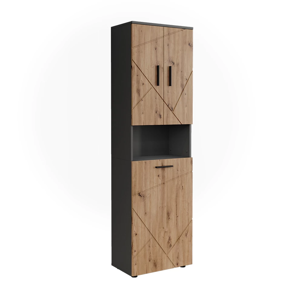 Vicco Hoge kasten "Irma", Antraciet/Artisan, 50 x 172 cm met 3 deuren