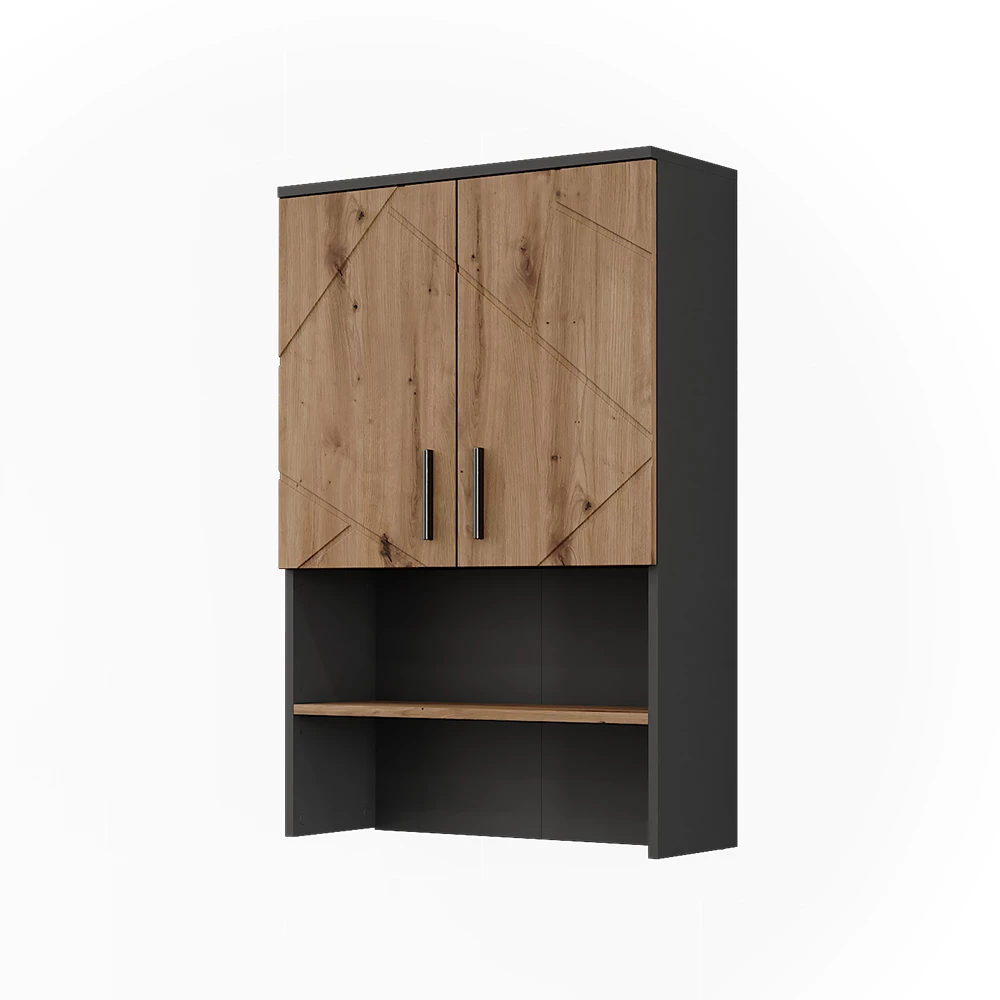 Vicco Armoire pour machine à laver "Irma", Anthracite/chêne doré, 68x103.5cm avec 2 portes