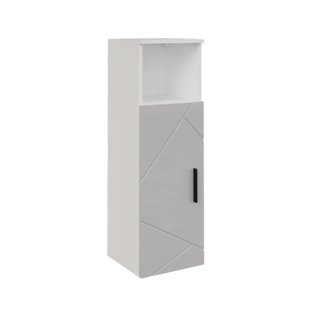 Midischrank in Weiß/Weiß Hochglanz auf weißem Hintergrund