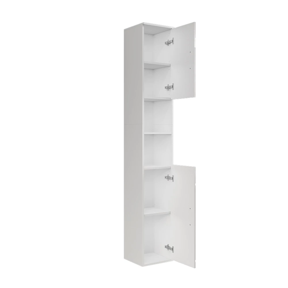 Primo piano di Mobile alto in Bianco/bianco lucido, mostrando design e dettagli della superficie