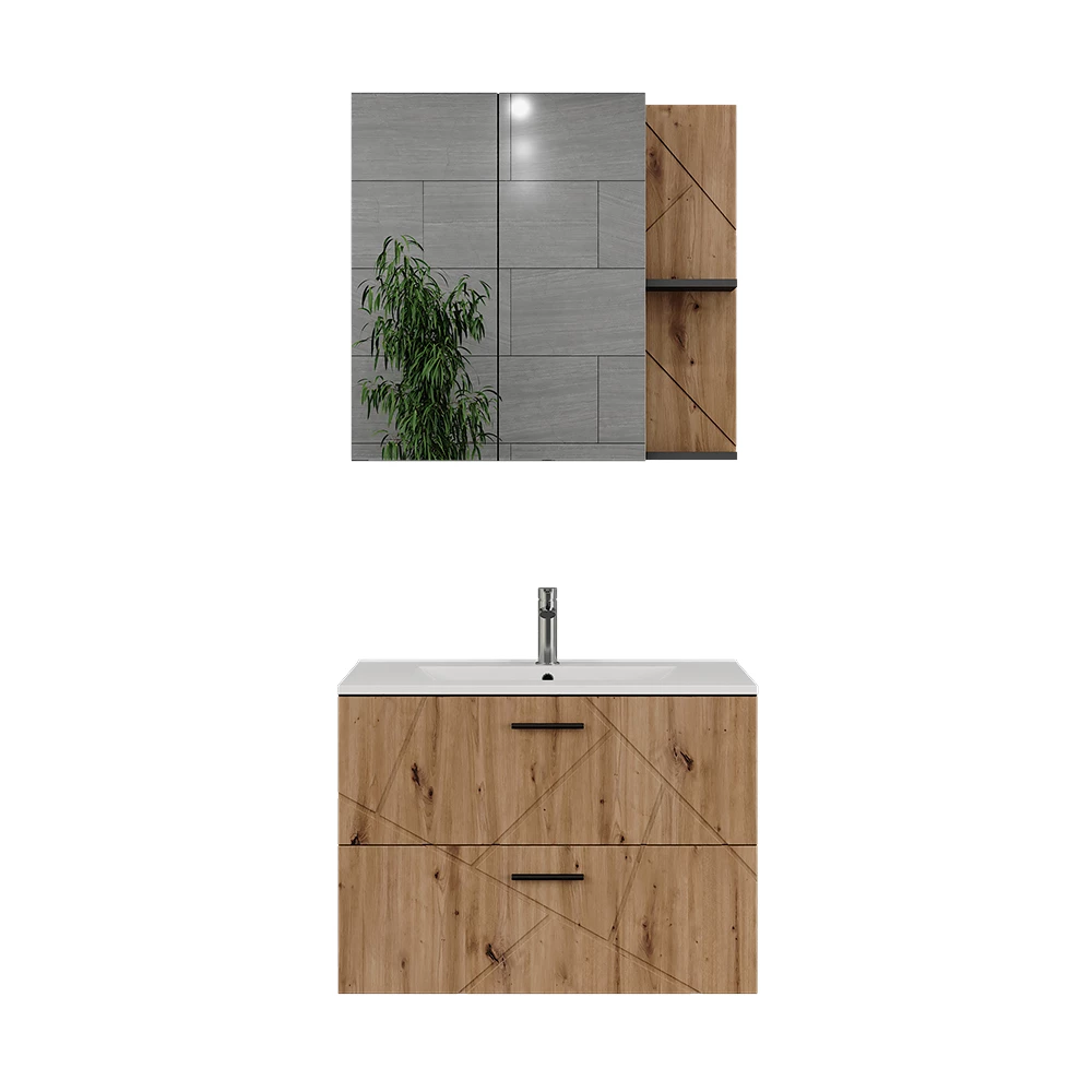 Badmöbel-Set in Anthrazit/Artisan auf weißem Hintergrund