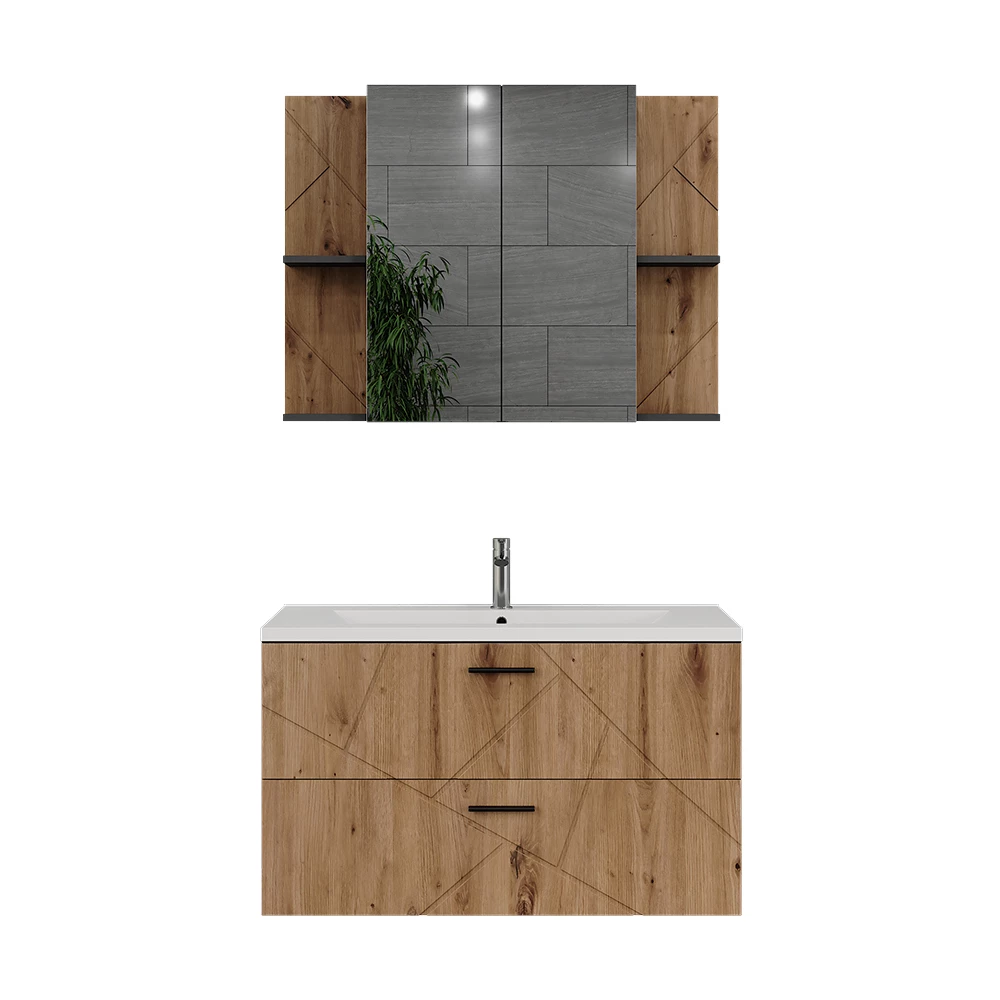 Badmöbel-Set in Anthrazit/Artisan auf weißem Hintergrund