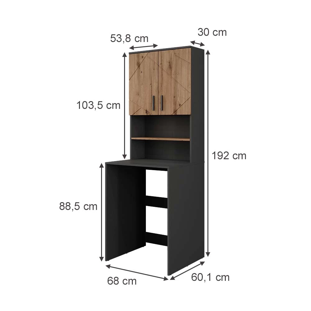 Vicco Armoire machine à laver Anthracite 68x88.5cm 2 pièces, Irma
