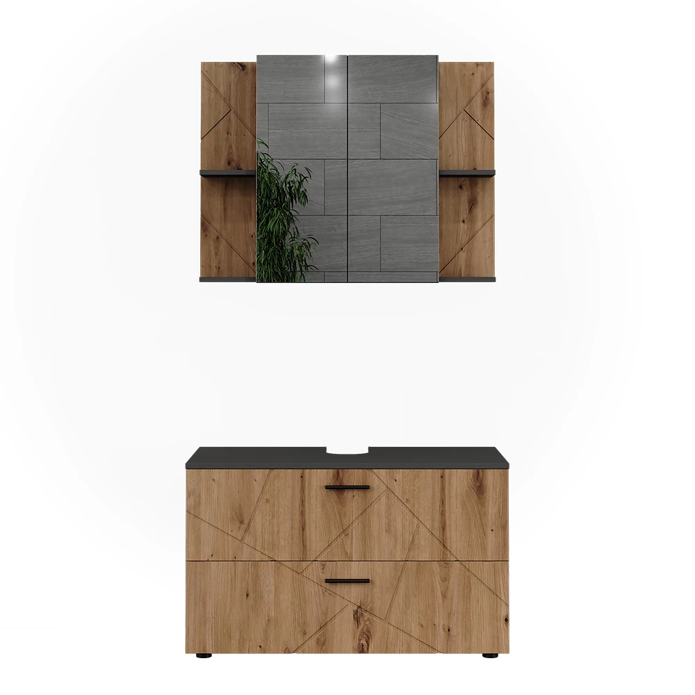 Badmöbel-Set in Anthrazit/Artisan auf weißem Hintergrund