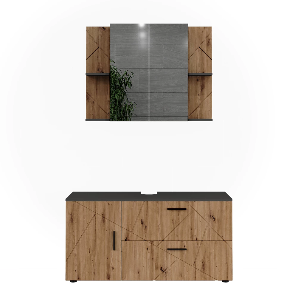 Vicco Badmöbel-Set Anthrazit/Artisan 2 Teile, Irma
