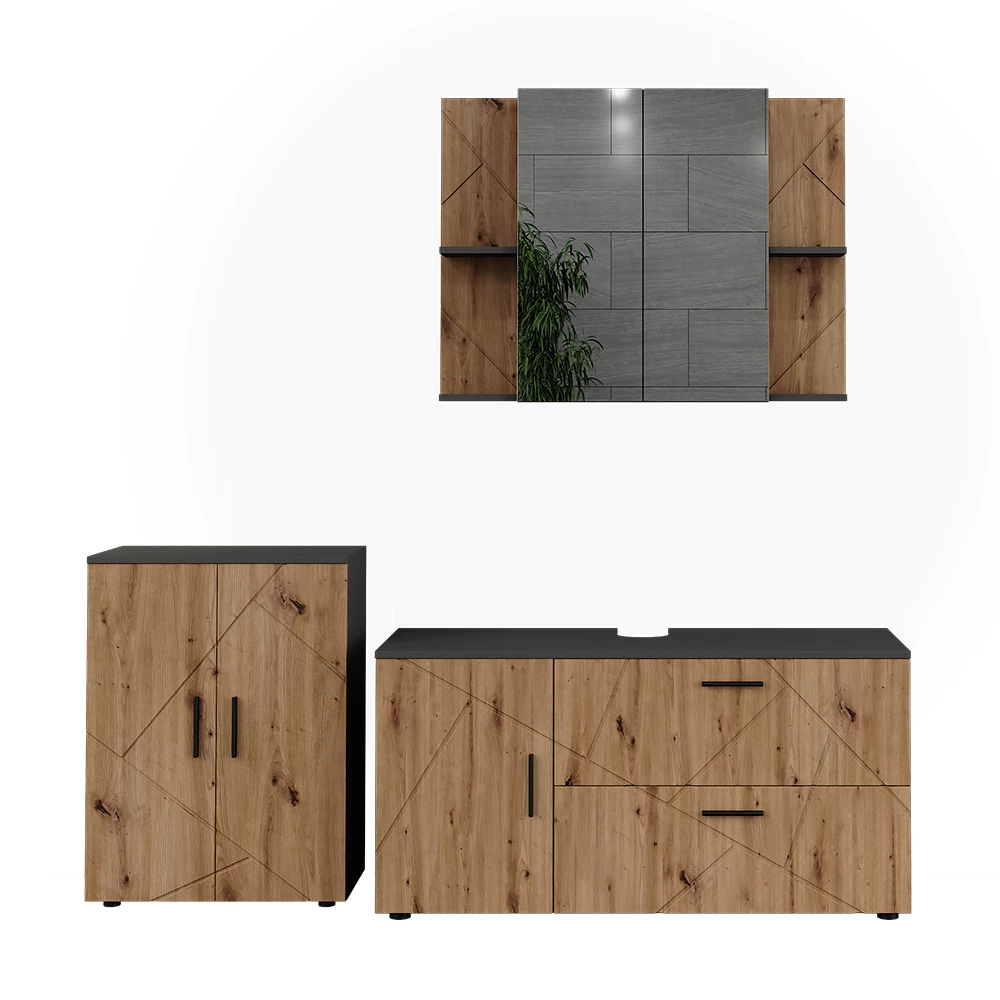 Badmöbel-Set in Anthrazit/Artisan auf weißem Hintergrund