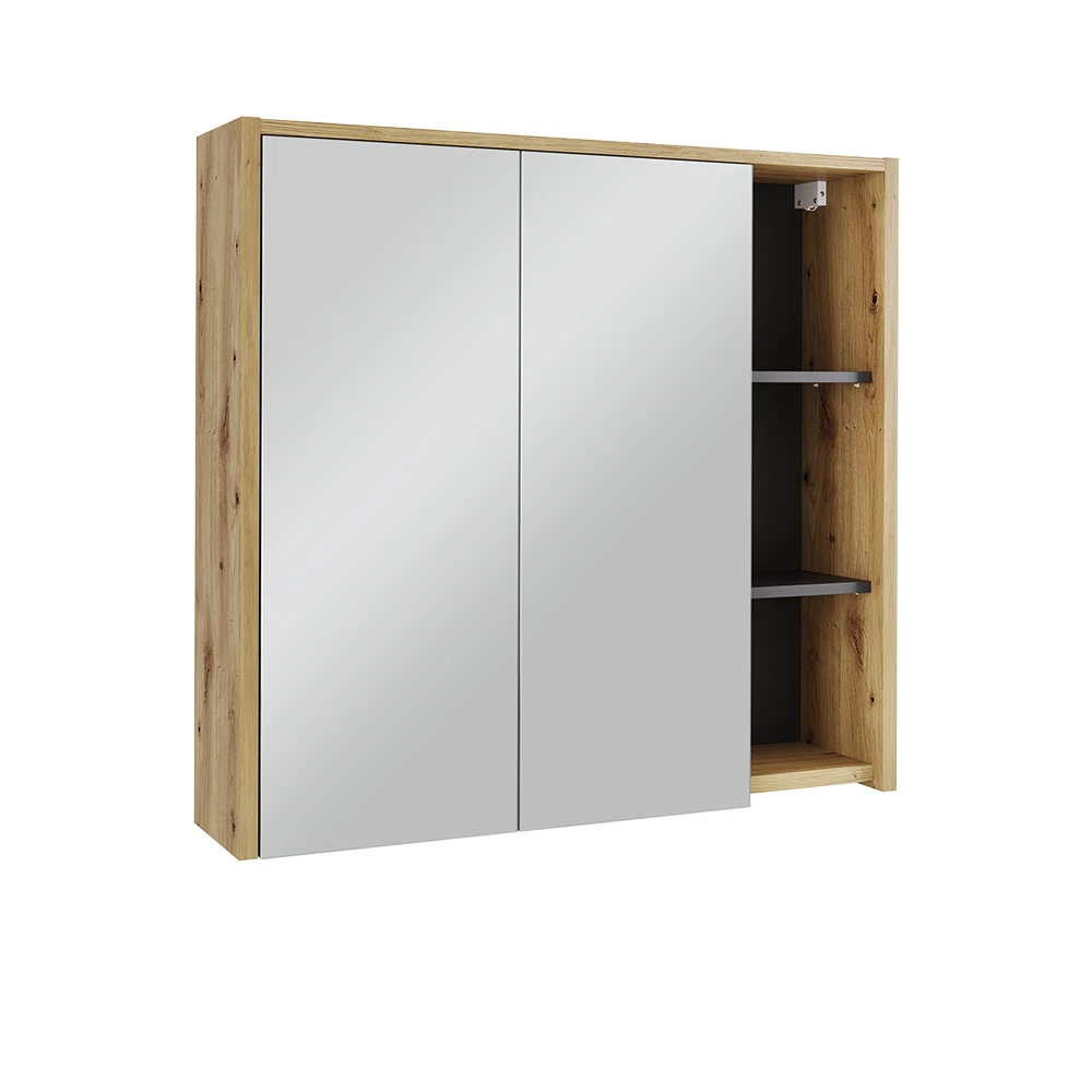 Mobile a specchio per bagno in Artigiano/grigio su sfondo bianco