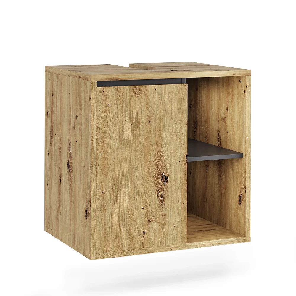 Vicco Waschbeckenunterschrank "Viola", Artisan/Grau, 60 x 60 cm mit offenen Regalen