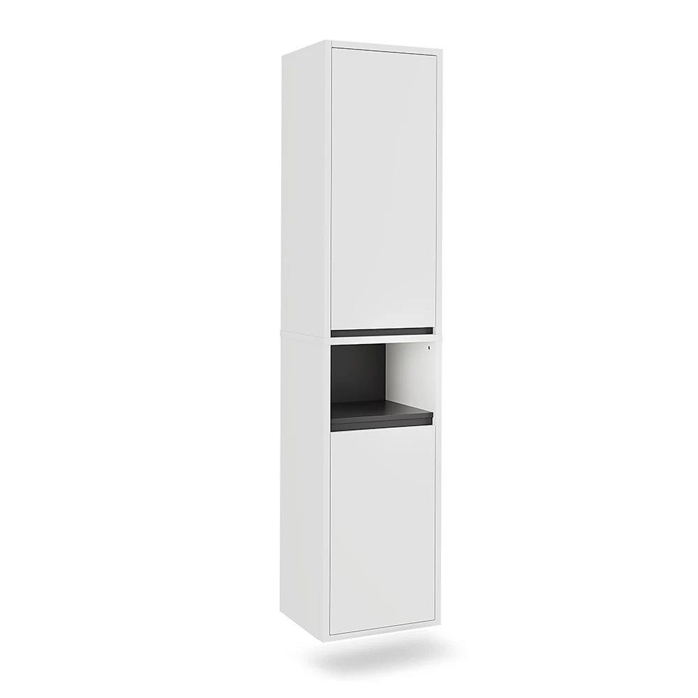 Vicco Hochschrank "Viola", Weiß/Grau, 38 x 170 cm mit 2 Türen