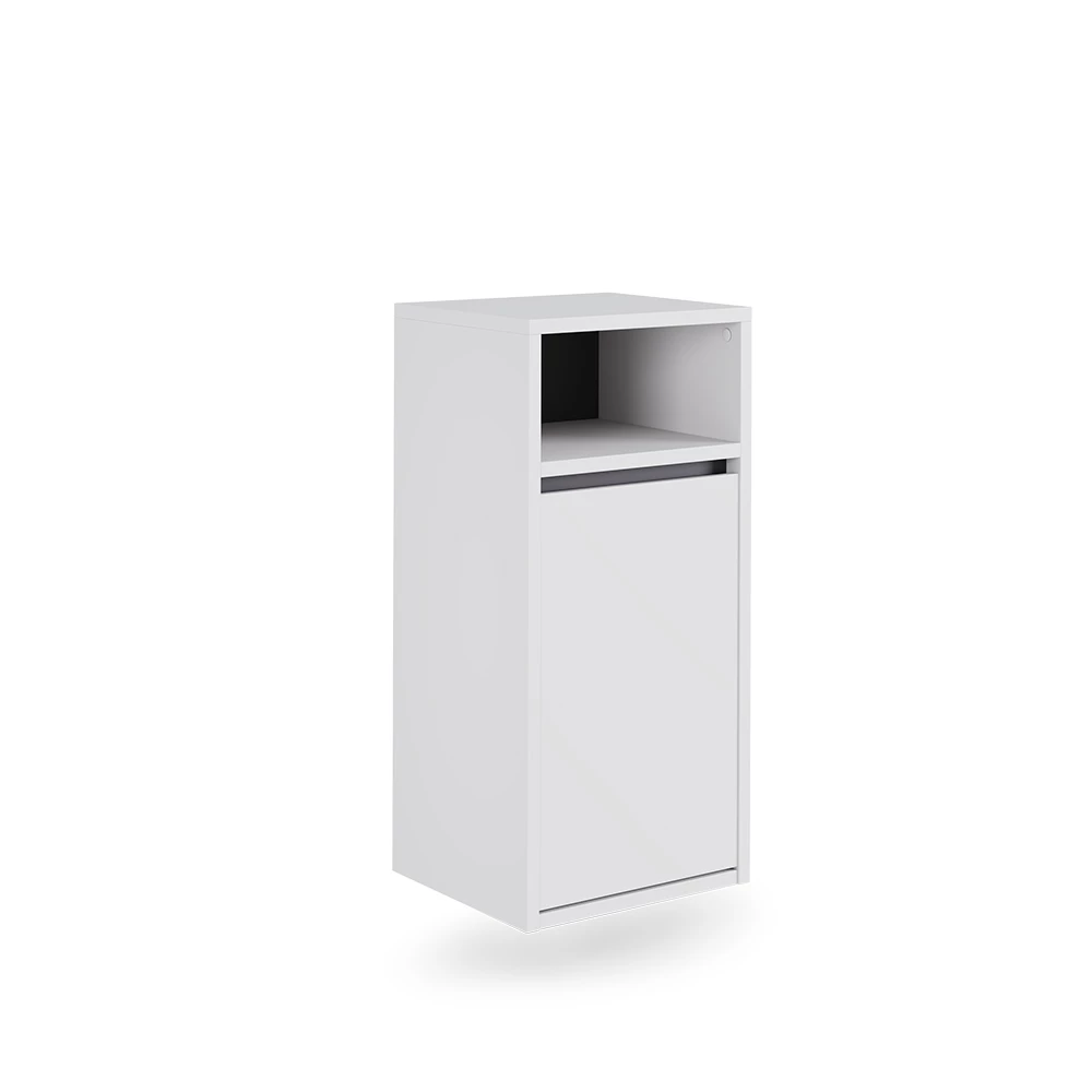 Vicco Badschrank "Viola", Weiß/Grau, 38 x 80 cm mit Wäschkorb