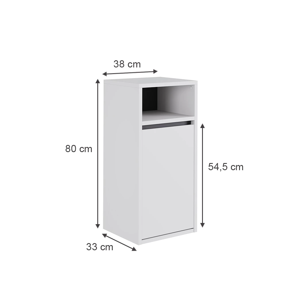 Vicco Badschrank "Viola", Weiß/Grau, 38 x 80 cm mit Wäschkorb