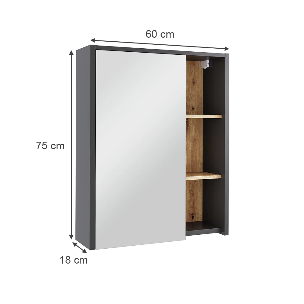 Badspiegelschrank in Grau/Artisan on white background