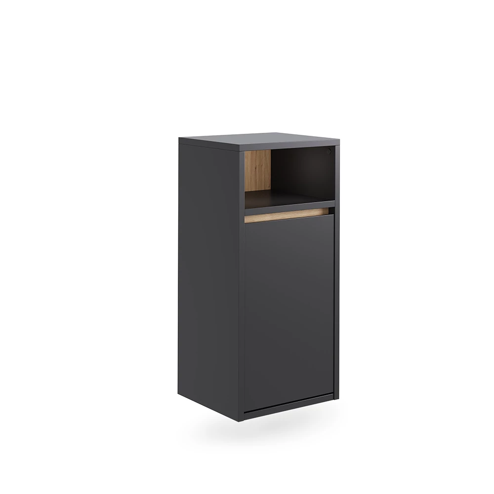 Vicco Badschrank "Viola", Grau/Artisan, 38 x 80 cm mit Wäschkorb
