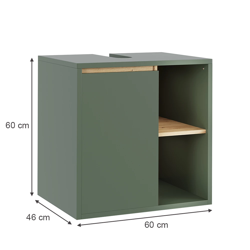 Wastafelonderbouw in Groen/Kunstzinnig op een witte achtergrond