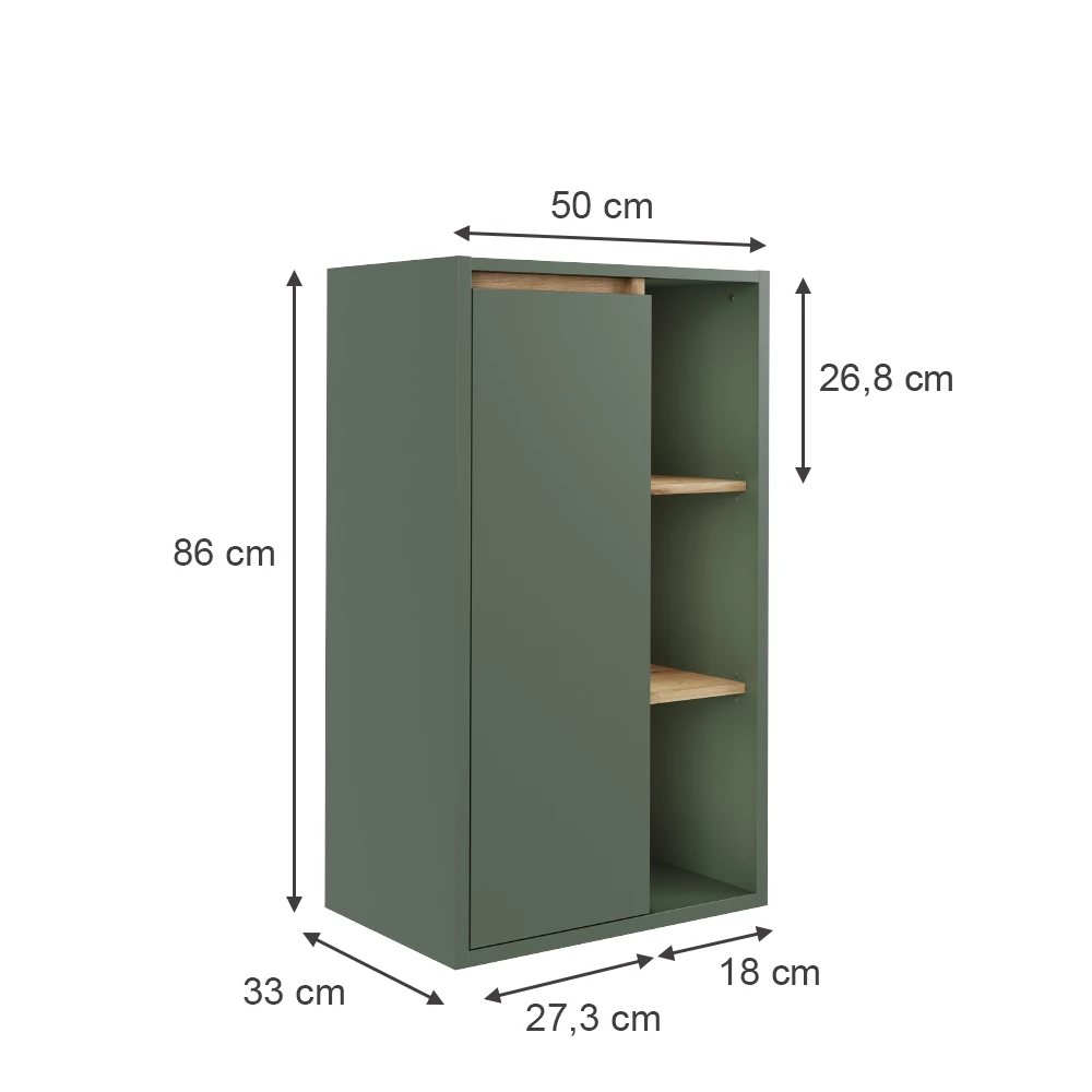Vicco Midischrank "Viola", Grün/Artisan, 50 x 86 cm mit offenen Regalen