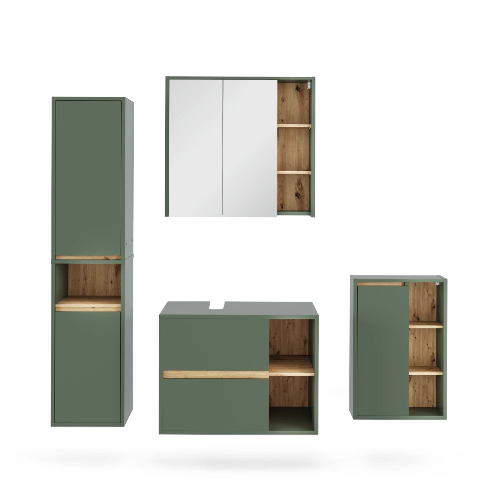 Vicco Badmöbel-Set "Viola", Grün/Artisan, 4 Teile