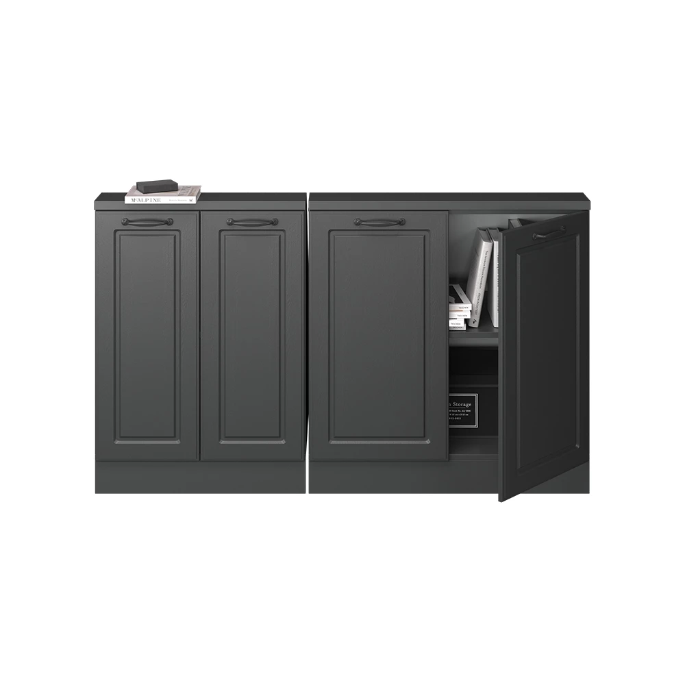 Keukenkast voor schuine wand R-Line Antraciet landhuis 140 cm Set van 2 Vicco