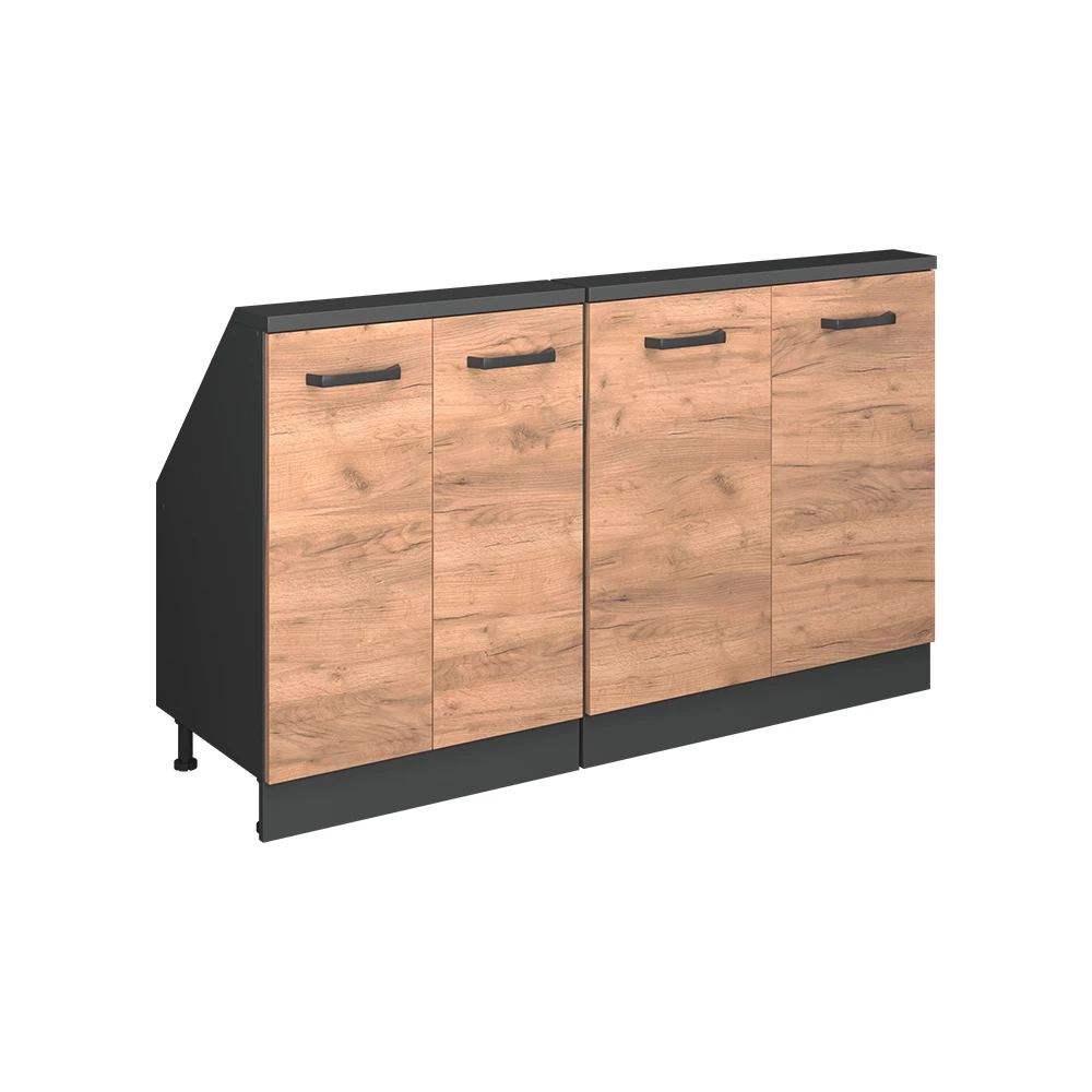 Dachschrägenschrank in Goldkraft Eiche/Anthrazit auf weißem Hintergrund