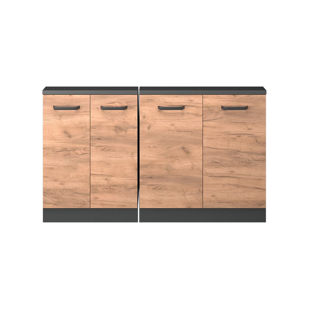 Dachschrägenschrank in Goldkraft Eiche/Anthrazit auf weißem Hintergrund