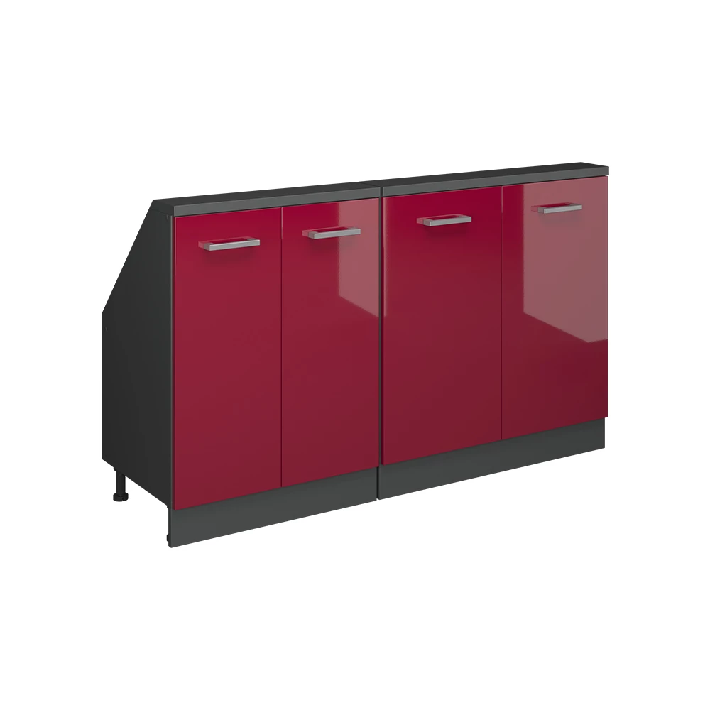 Dachschrägenschrank in Bordeaux Hochglanz/Anthrazit auf weißem Hintergrund
