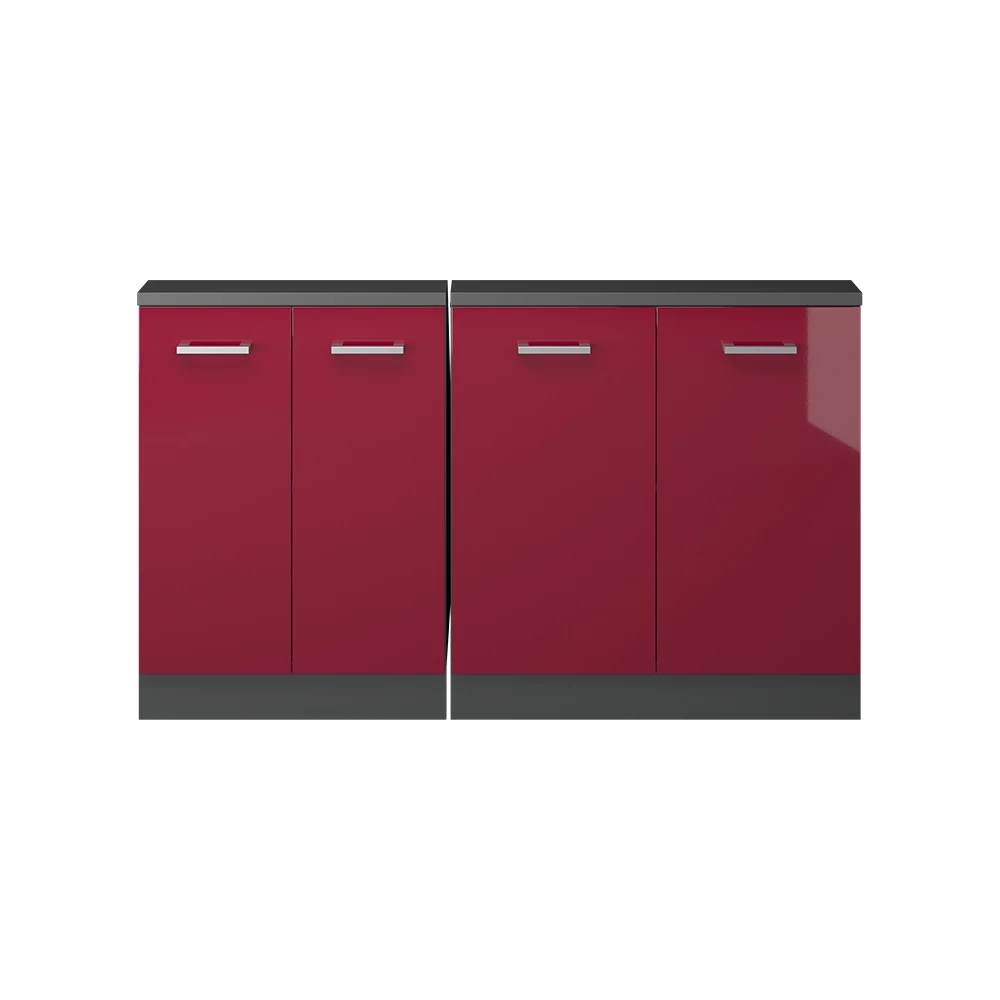 Dachschrägenschrank in Bordeaux Hochglanz/Anthrazit auf weißem Hintergrund
