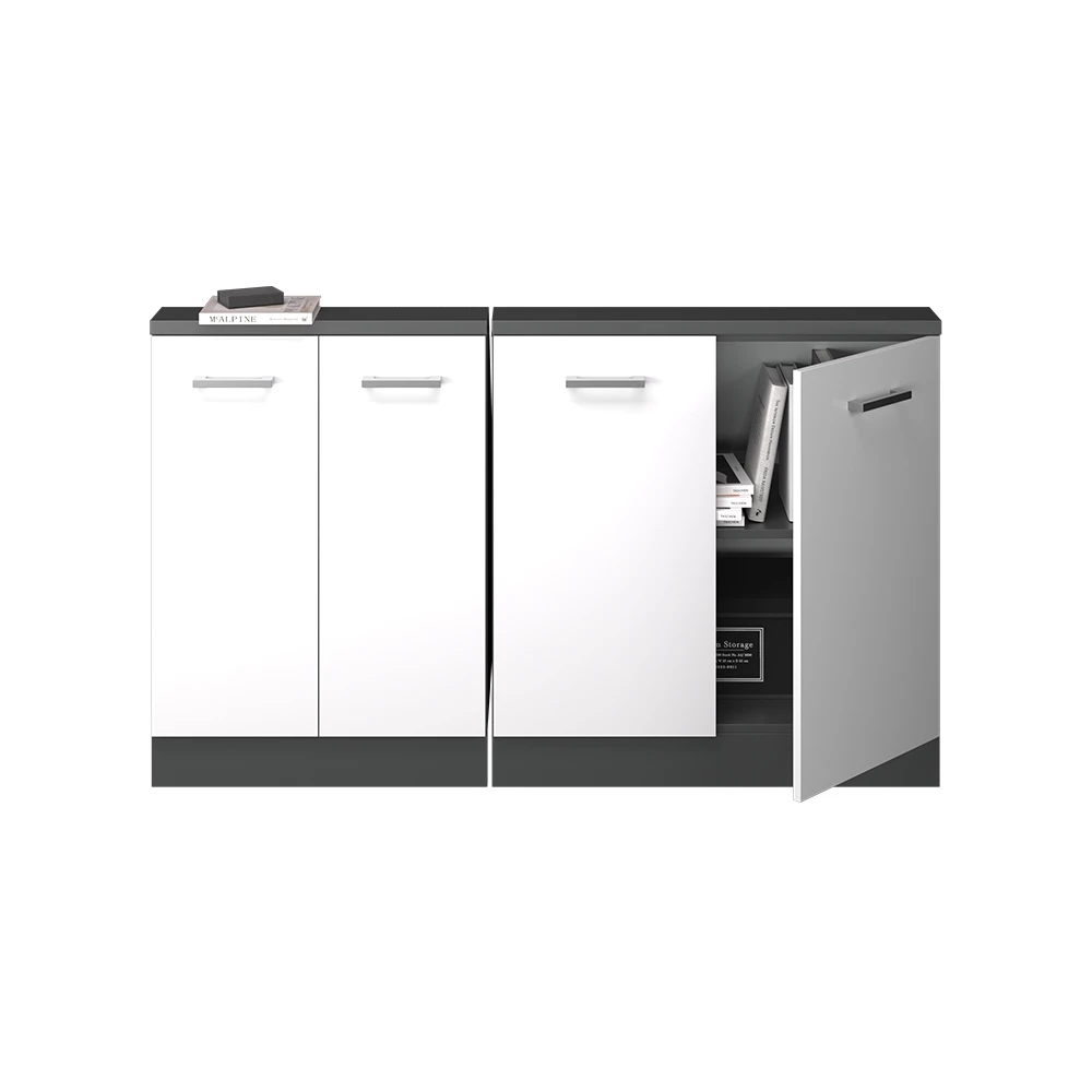 Keukenkast voor schuine wand R-Line Wit Hoogglans 140 cm Set van 2 Vicco