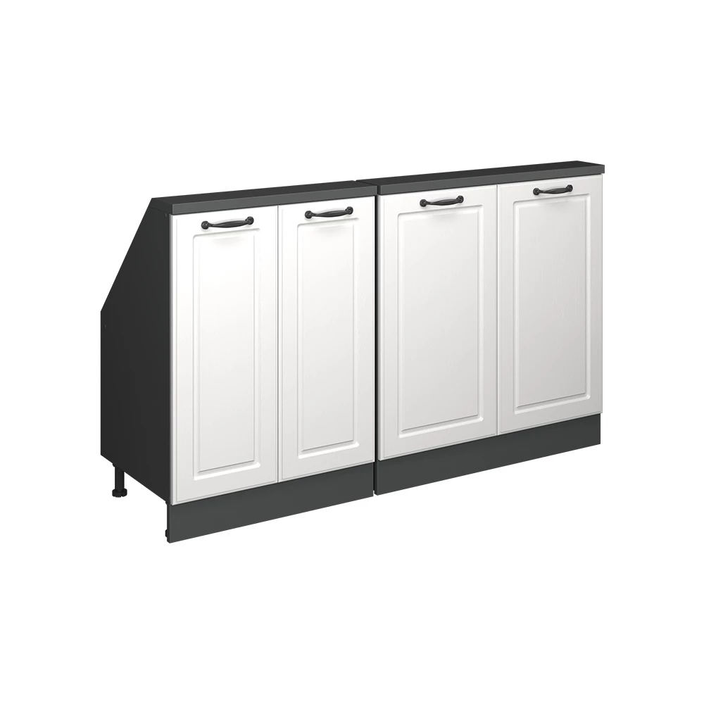 Dachschrägenschrank in Weiß Landhaus/Anthrazit auf weißem Hintergrund